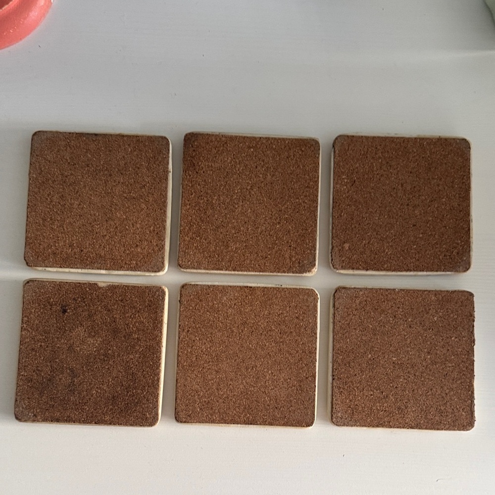 Vintage Carte Postale Cork Backed Stone Coasters (6) - Picture 8 of 9